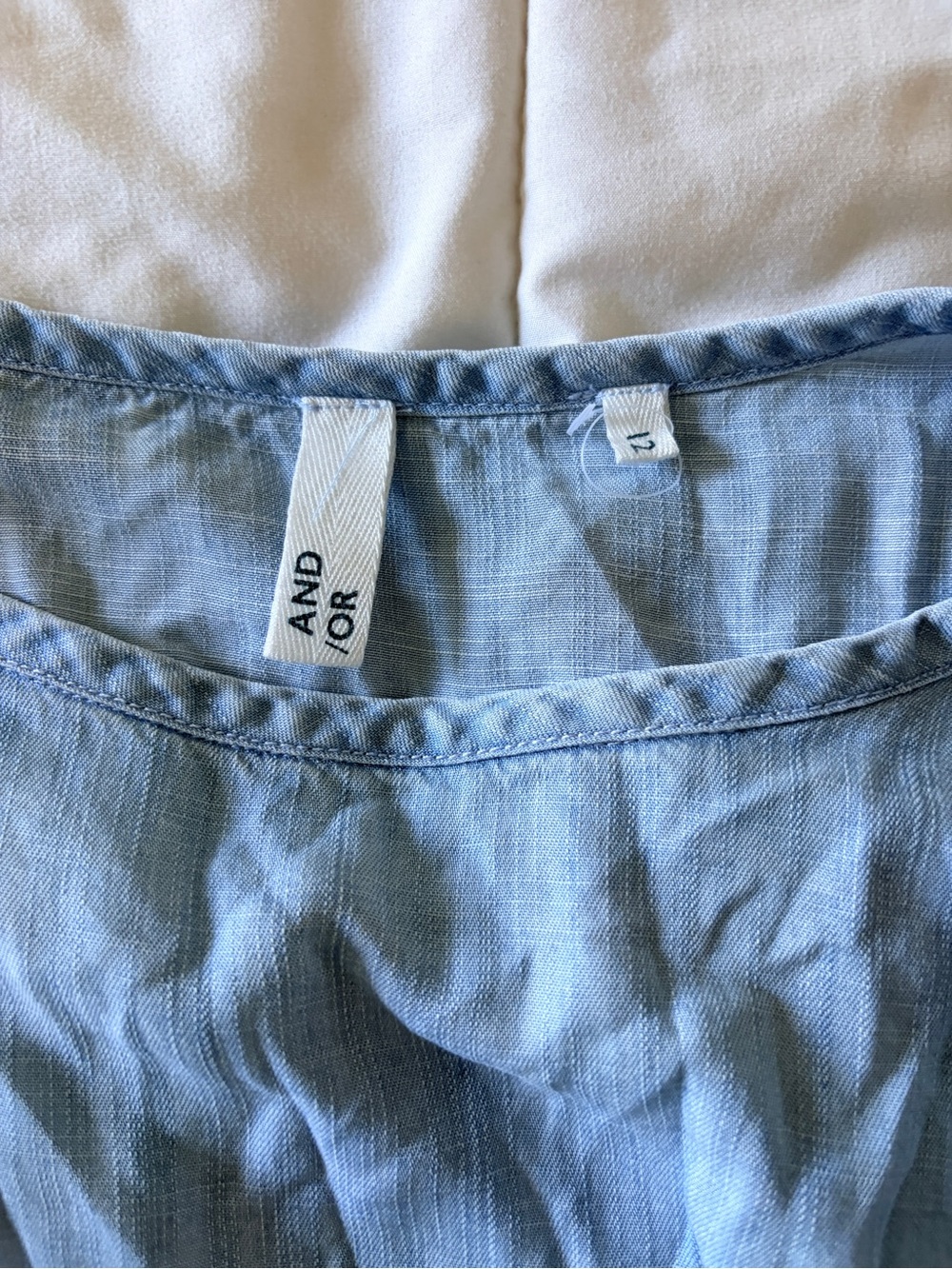 Anthropologie Pale Blue Linen-Blend Scoop Neck Blouse